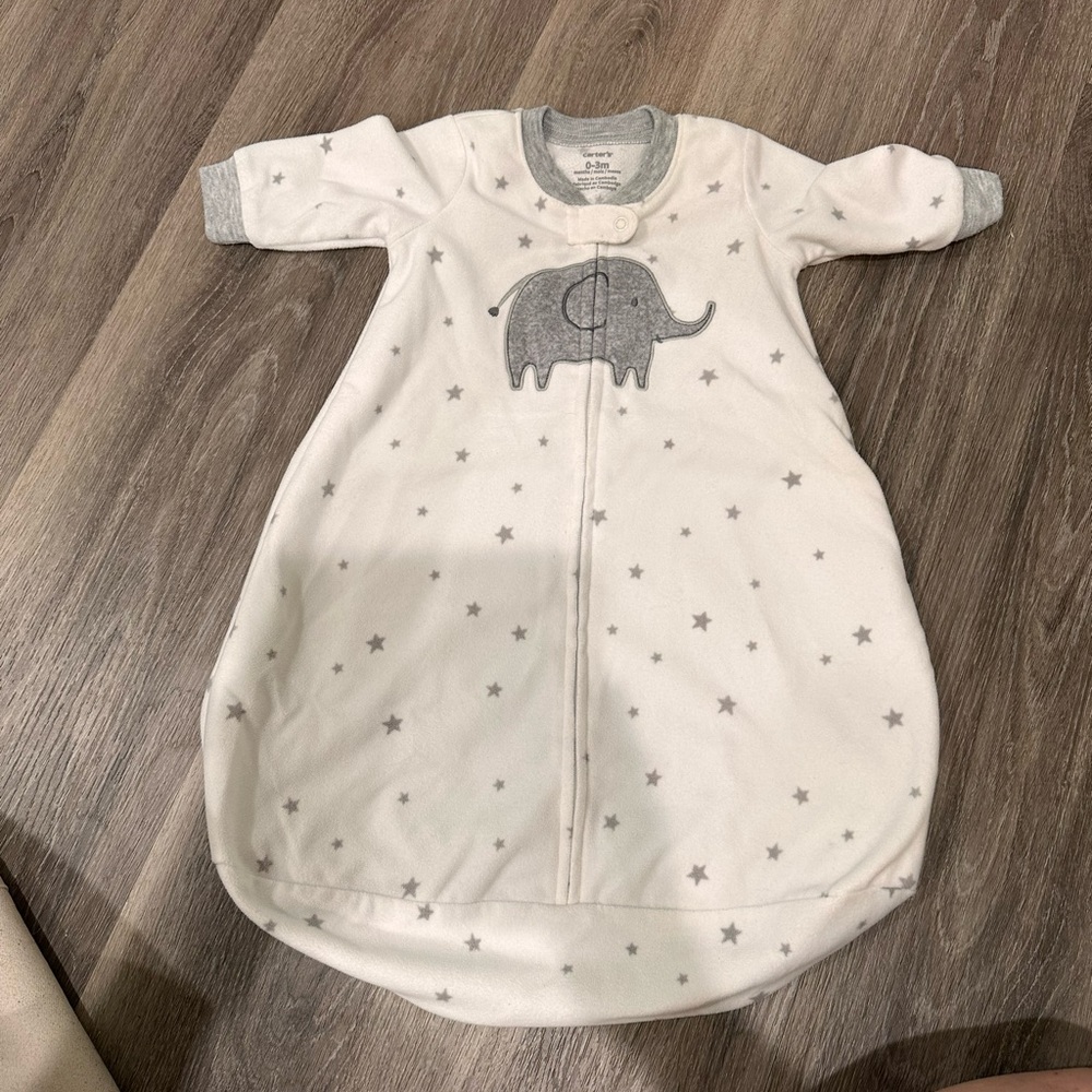 Carter's White and Gray Elephant Sleep Sack